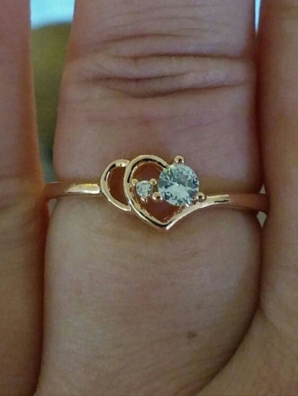 14k Rose Gold Over Sterling Silver Infinity Heart White Sapphire Ring sz 10